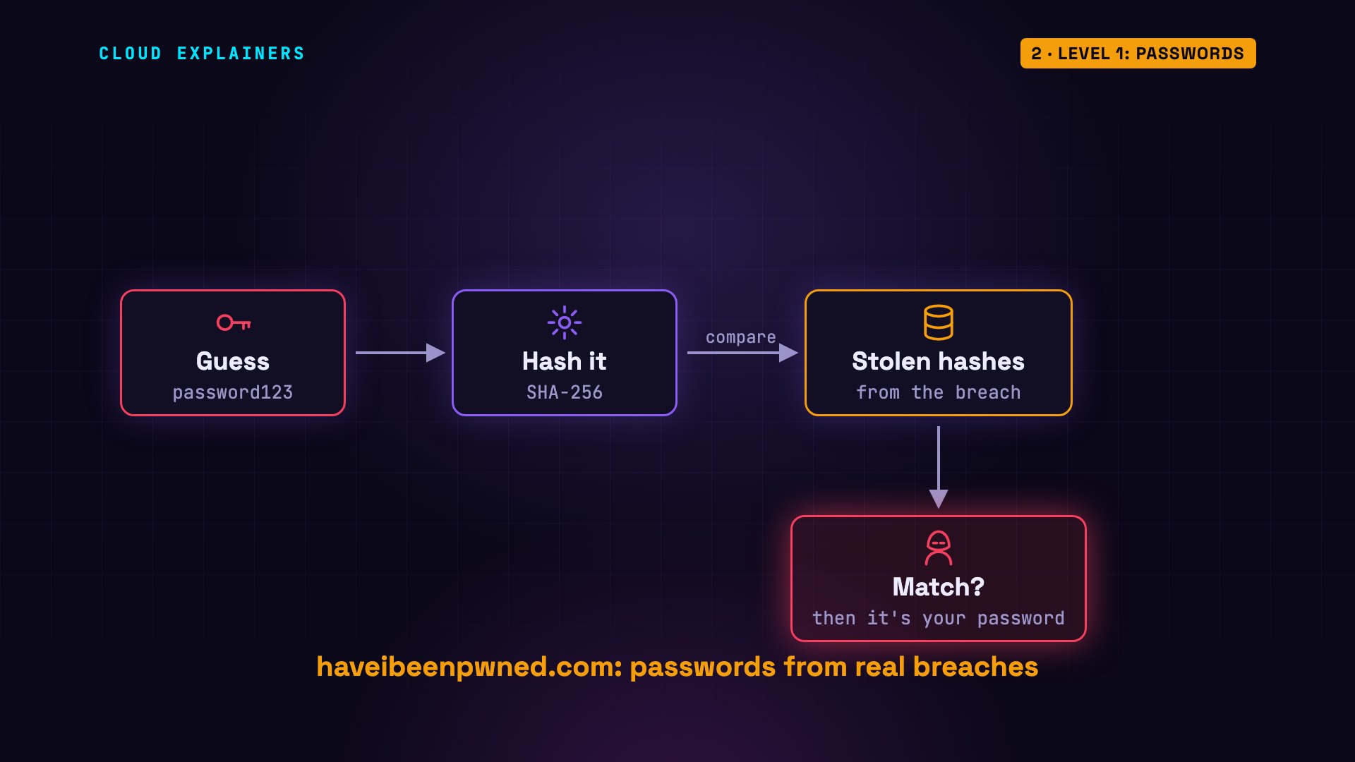Level 1: Passwords: diagram from the video