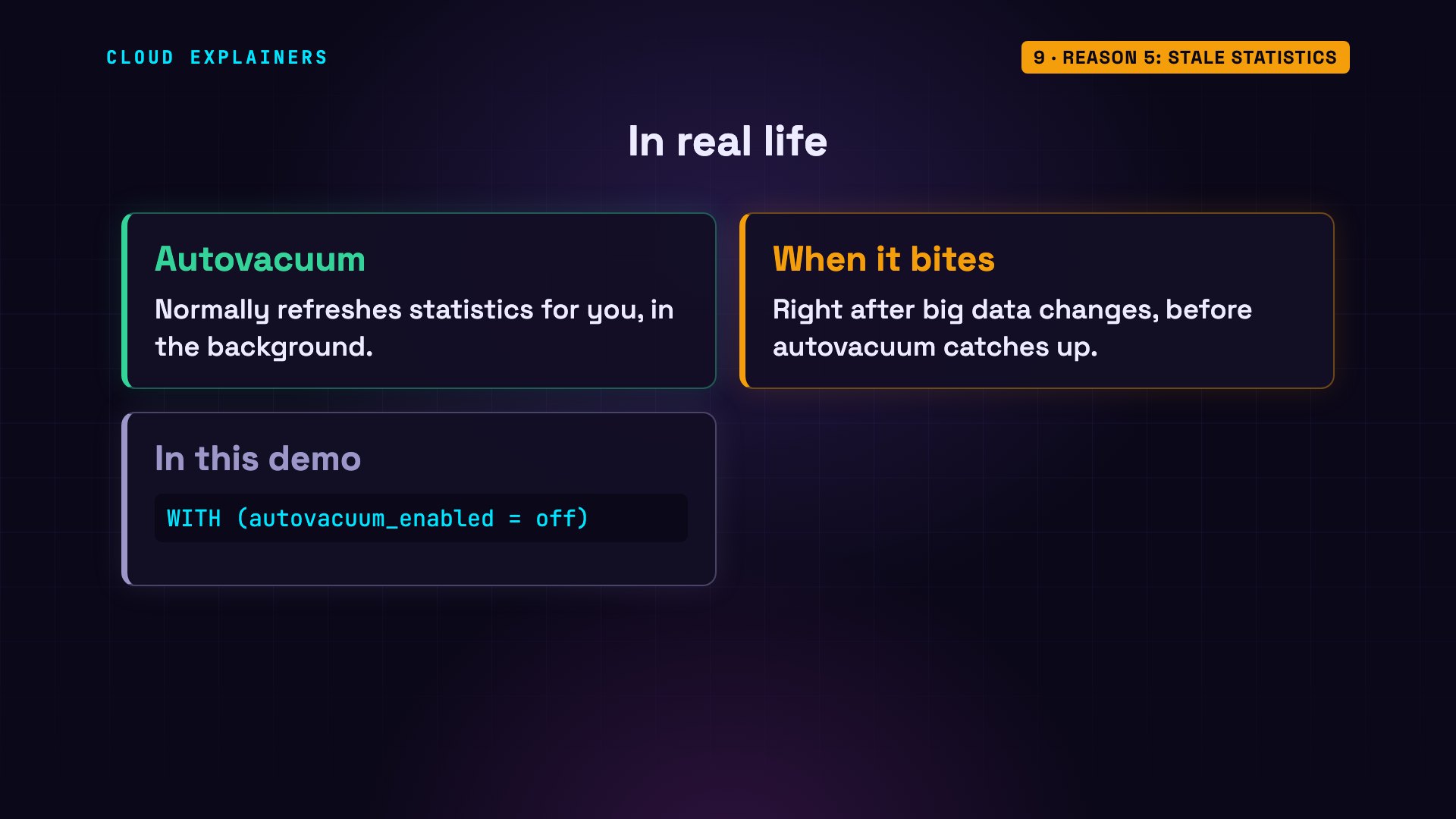 Reason 5: stale statistics: diagram from the video